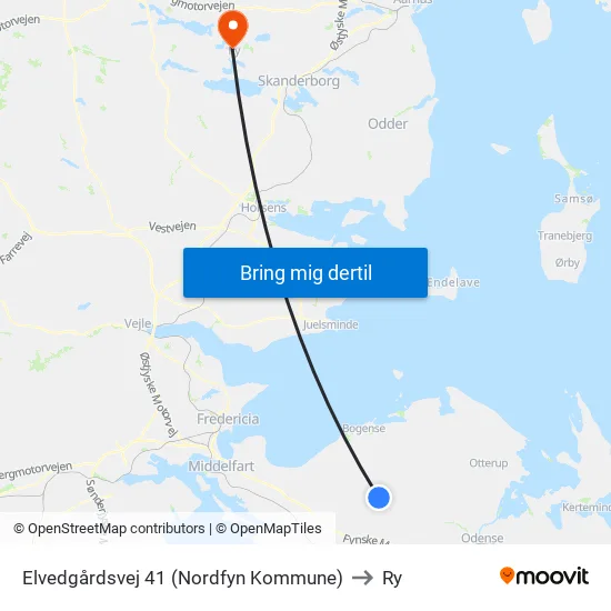 Elvedgårdsvej 41 (Nordfyn Kommune) to Ry map