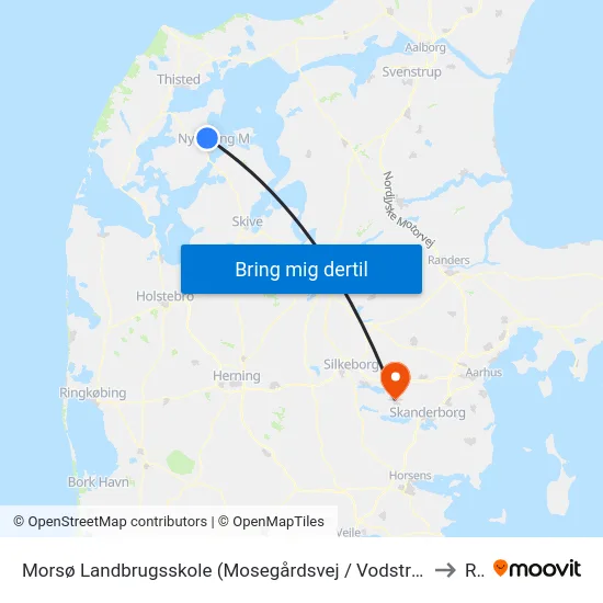 Morsø Landbrugsskole (Mosegårdsvej / Vodstrup) to Ry map