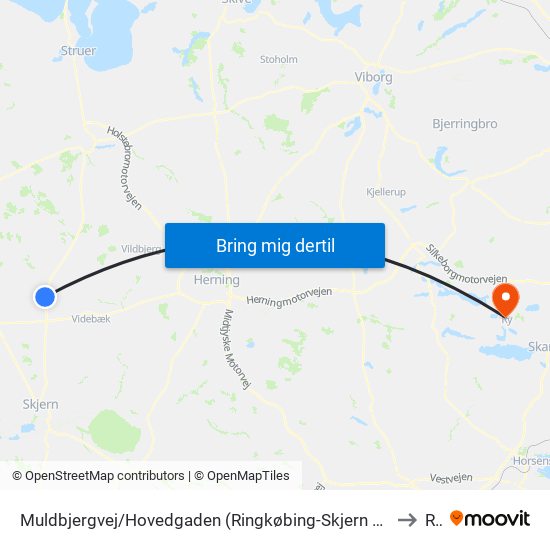 Muldbjergvej/Hovedgaden (Ringkøbing-Skjern Kom) to Ry map