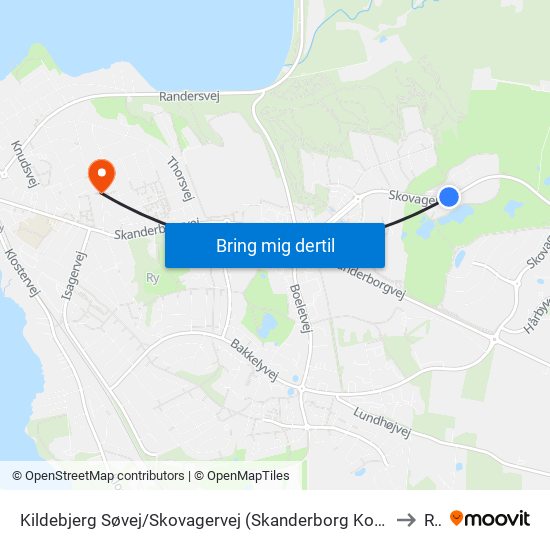 Kildebjerg Søvej/Skovagervej (Skanderborg Kom) to Ry map