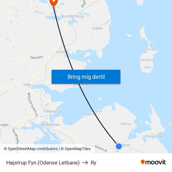 Højstrup Fyn (Odense Letbane) to Ry map