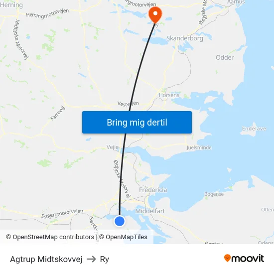 Agtrup Midtskovvej to Ry map