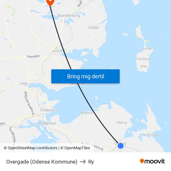 Overgade (Odense Kommune) to Ry map