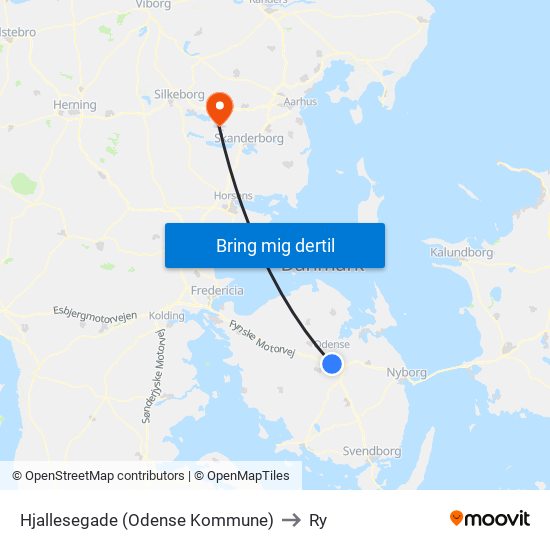 Hjallesegade (Odense Kommune) to Ry map