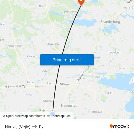 Nimvej (Vejle) to Ry map