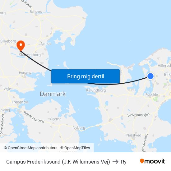 Campus Frederikssund (J.F. Willumsens Vej) to Ry map