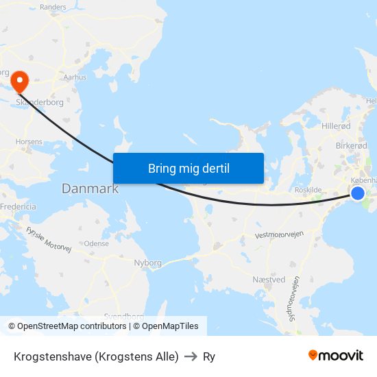 Krogstenshave (Krogstens Alle) to Ry map