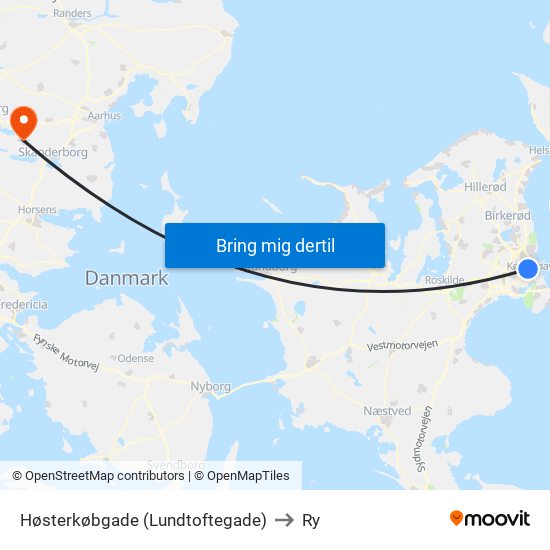 Høsterkøbgade (Lundtoftegade) to Ry map