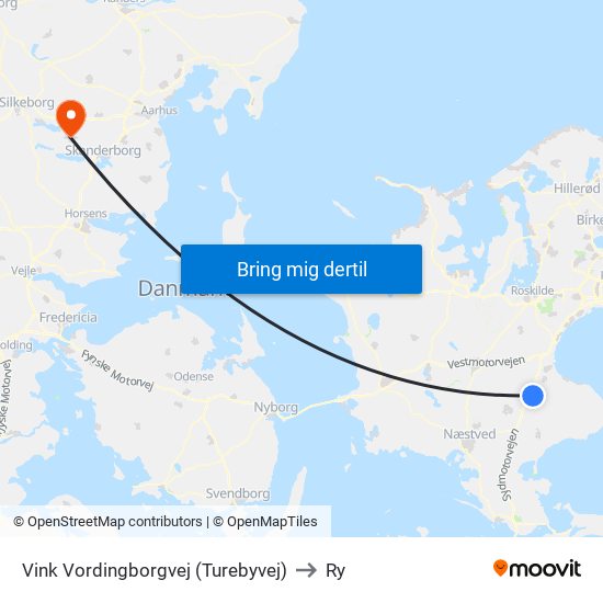 Vink Vordingborgvej (Turebyvej) to Ry map