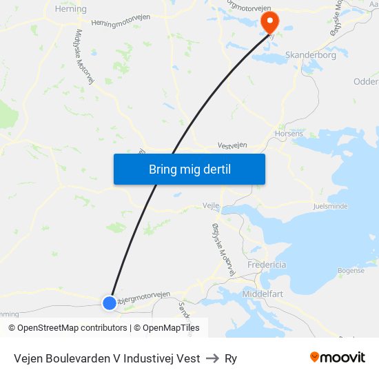 Vejen Boulevarden V Industivej Vest to Ry map