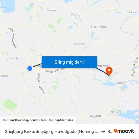 Snejbjerg Kirke/Snejbjerg Hovedgade (Herning Kom) to Ry map