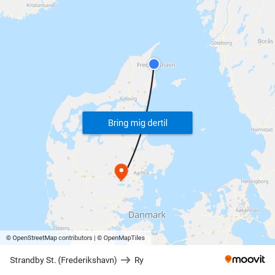 Strandby St. (Frederikshavn) to Ry map