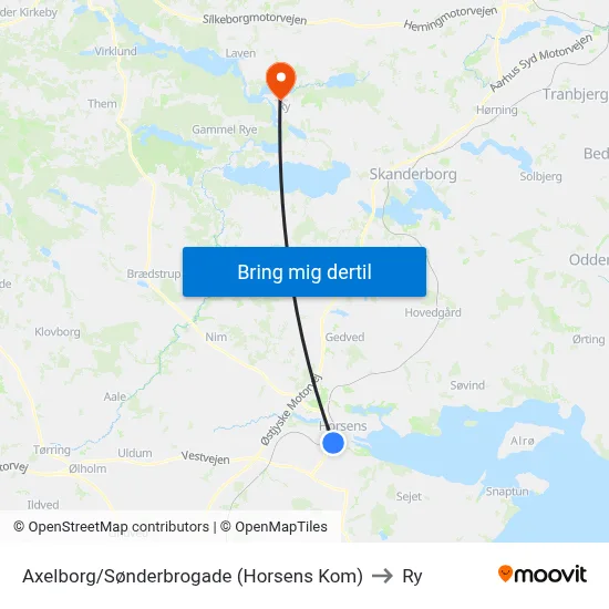 Axelborg/Sønderbrogade (Horsens Kom) to Ry map
