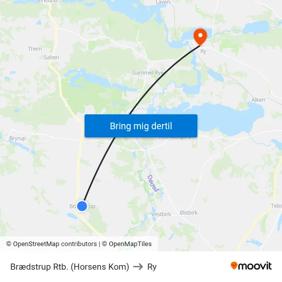 Brædstrup Rtb. (Horsens Kom) to Ry map