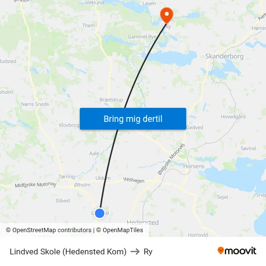 Lindved Skole (Hedensted Kom) to Ry map