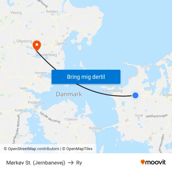 Mørkøv St. (Jernbanevej) to Ry map