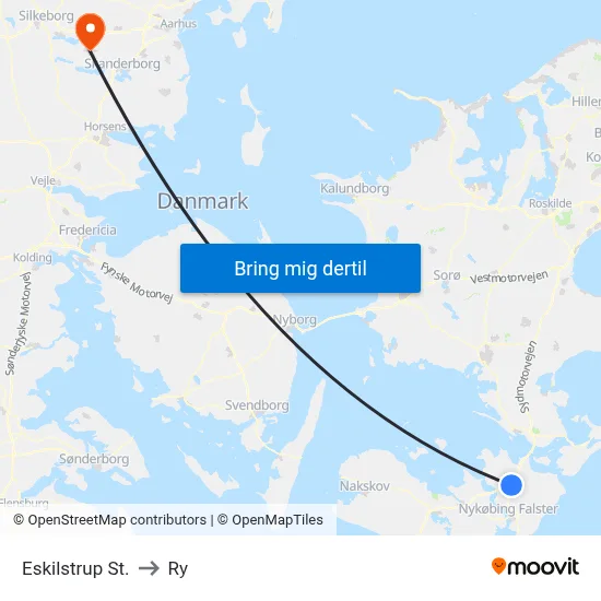 Eskilstrup St. to Ry map