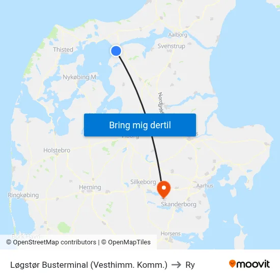 Løgstør Busterminal (Vesthimm. Komm.) to Ry map