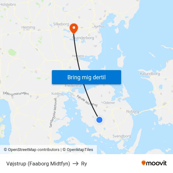 Vøjstrup (Faaborg Midtfyn) to Ry map