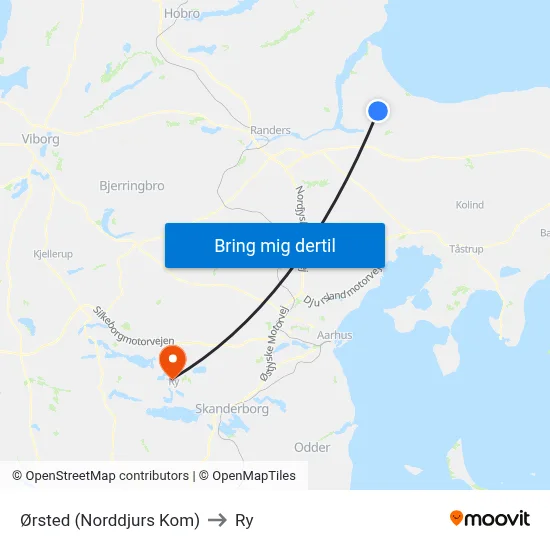 Ørsted (Norddjurs Kom) to Ry map