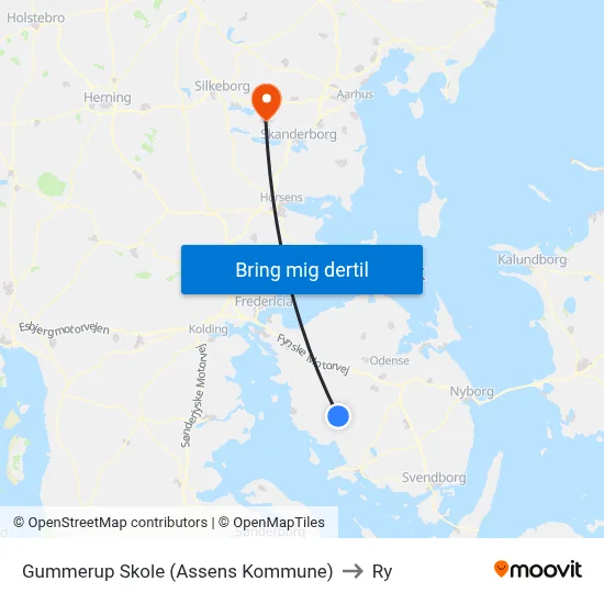 Gummerup Skole (Assens Kommune) to Ry map