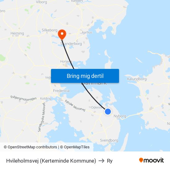 Hvileholmsvej (Kerteminde Kommune) to Ry map