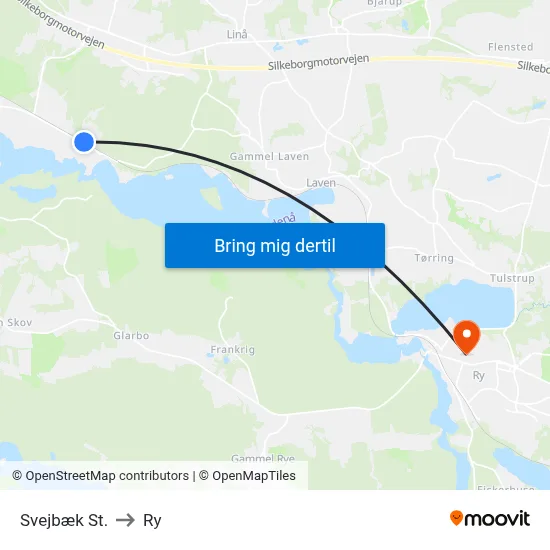 Svejbæk St. to Ry map