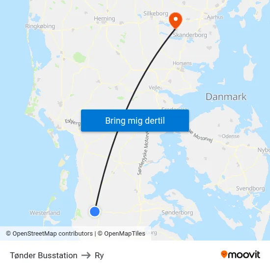 Tønder Busstation to Ry map
