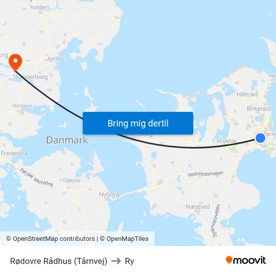 Rødovre Rådhus (Tårnvej) to Ry map