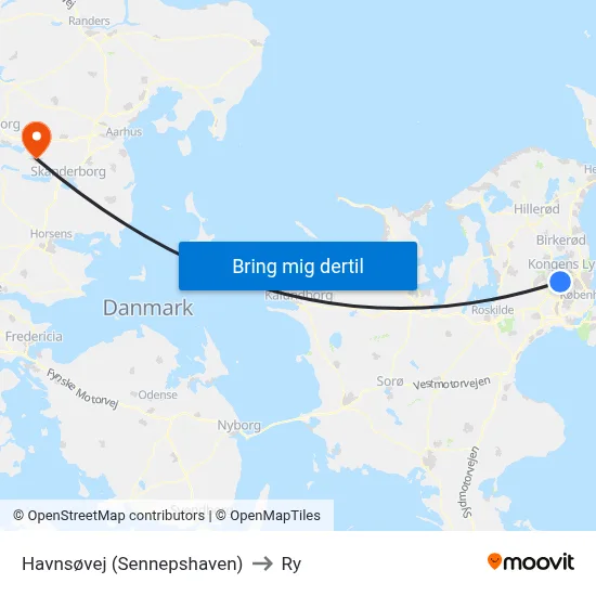 Havnsøvej (Sennepshaven) to Ry map