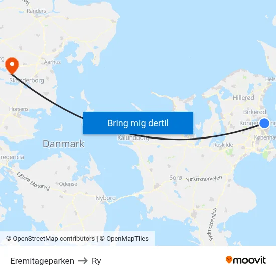 Eremitageparken to Ry map