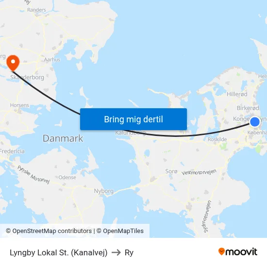 Lyngby Lokal St. (Kanalvej) to Ry map