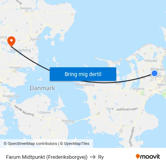 Farum Midtpunkt (Frederiksborgvej) to Ry map