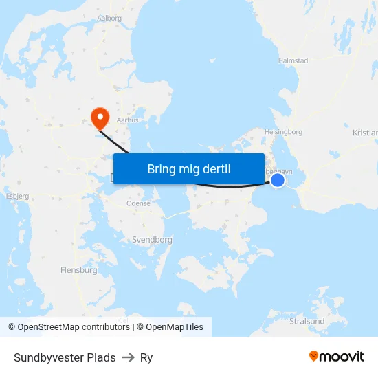 Sundbyvester Plads to Ry map