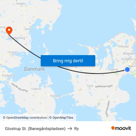 Glostrup St. (Banegårdspladsen) to Ry map