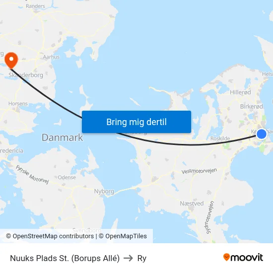 Nuuks Plads St. (Borups Allé) to Ry map