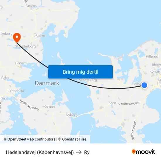 Hedelandsvej (Københavnsvej) to Ry map