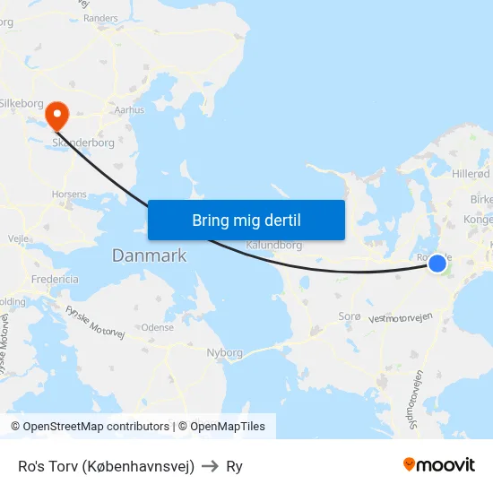 Ro's Torv (Københavnsvej) to Ry map