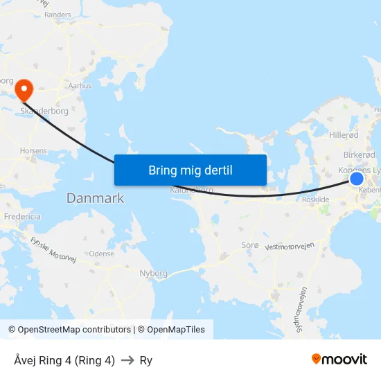 Åvej Ring 4 (Ring 4) to Ry map