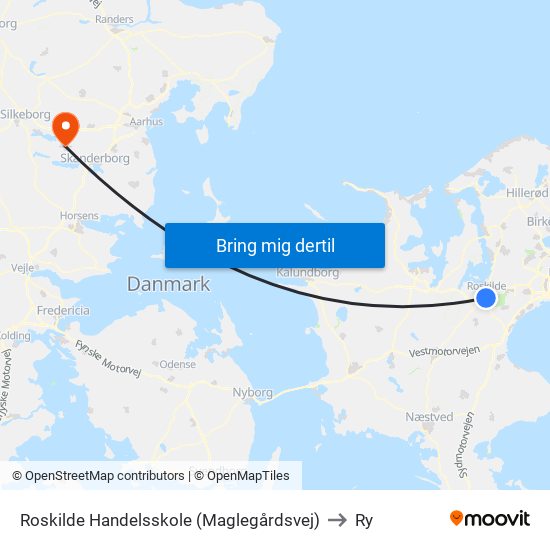 Roskilde Handelsskole (Maglegårdsvej) to Ry map