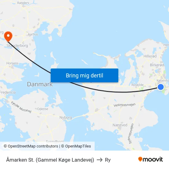 Åmarken St. (Gammel Køge Landevej) to Ry map