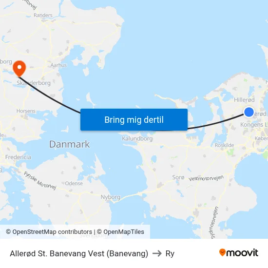 Allerød St. Banevang Vest (Banevang) to Ry map