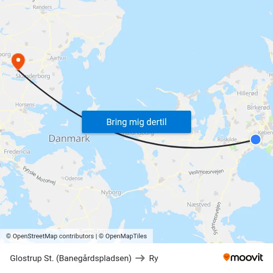 Glostrup St. (Banegårdspladsen) to Ry map