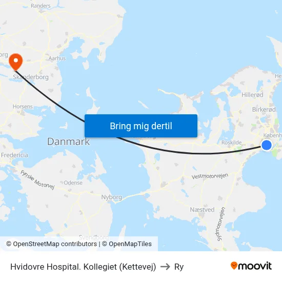 Hvidovre Hospital. Kollegiet (Kettevej) to Ry map