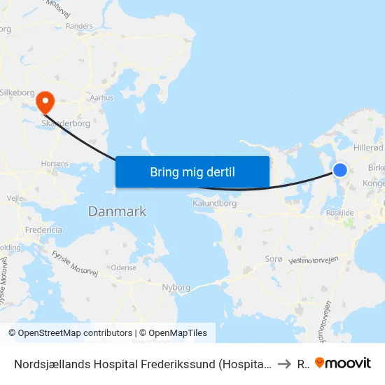 Nordsjællands Hospital Frederikssund (Hospitalvej) to Ry map