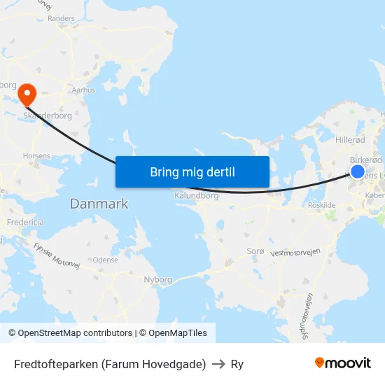 Fredtofteparken (Farum Hovedgade) to Ry map