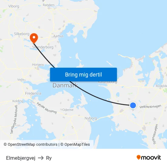 Elmebjergvej to Ry map