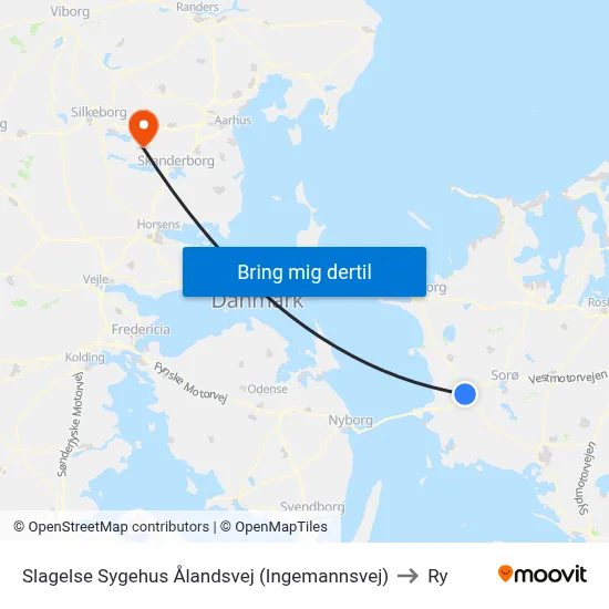 Slagelse Sygehus Ålandsvej (Ingemannsvej) to Ry map
