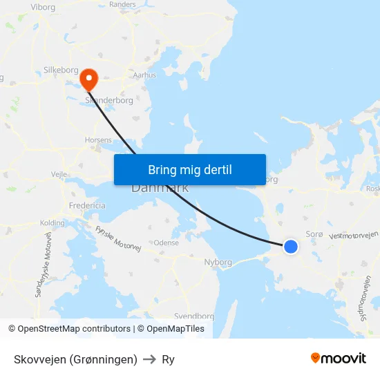 Skovvejen (Grønningen) to Ry map