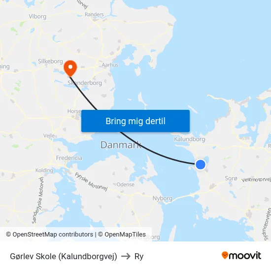Gørlev Skole (Kalundborgvej) to Ry map